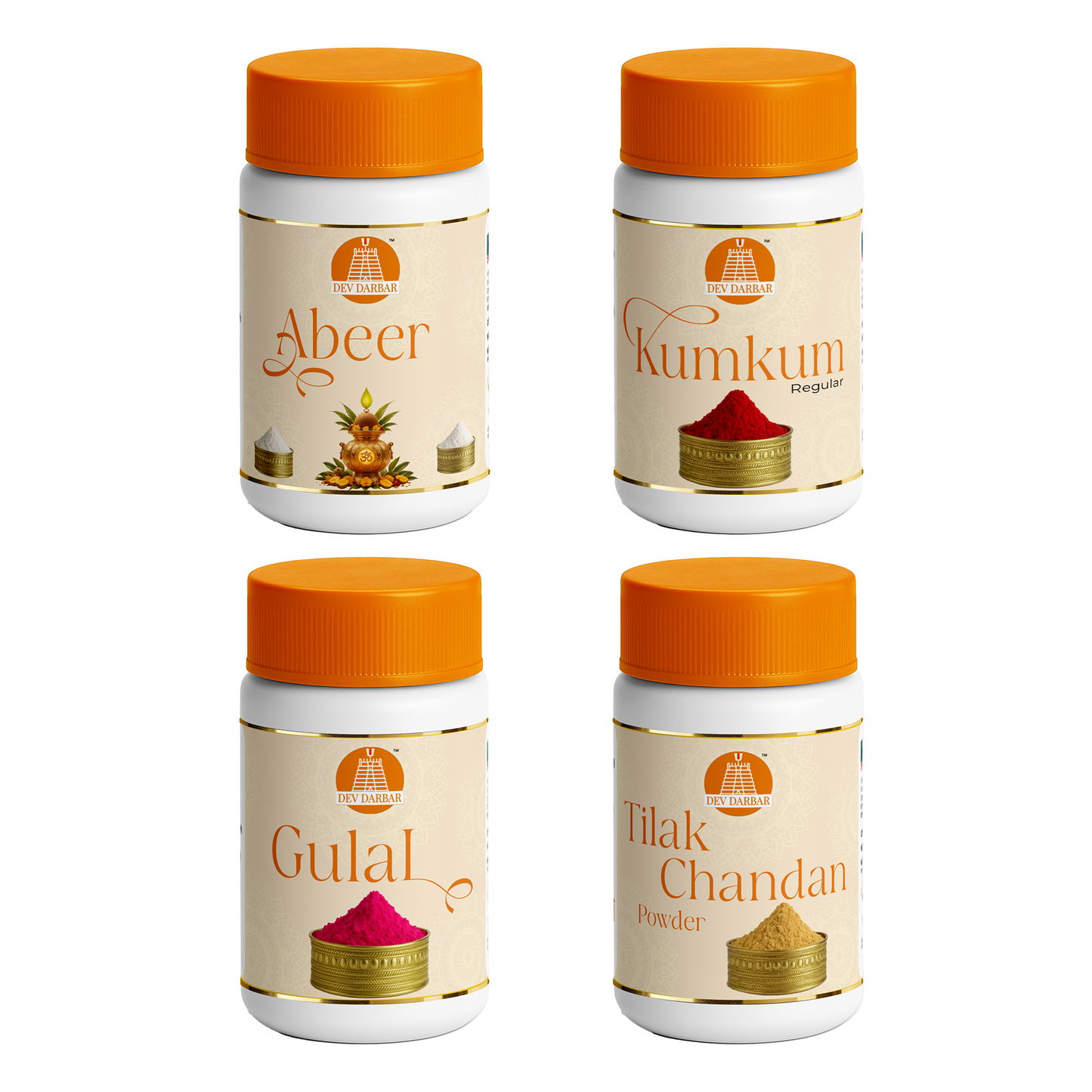 Abeer, Kumkum (Regular), Gulal, Tilak Chandan Powder