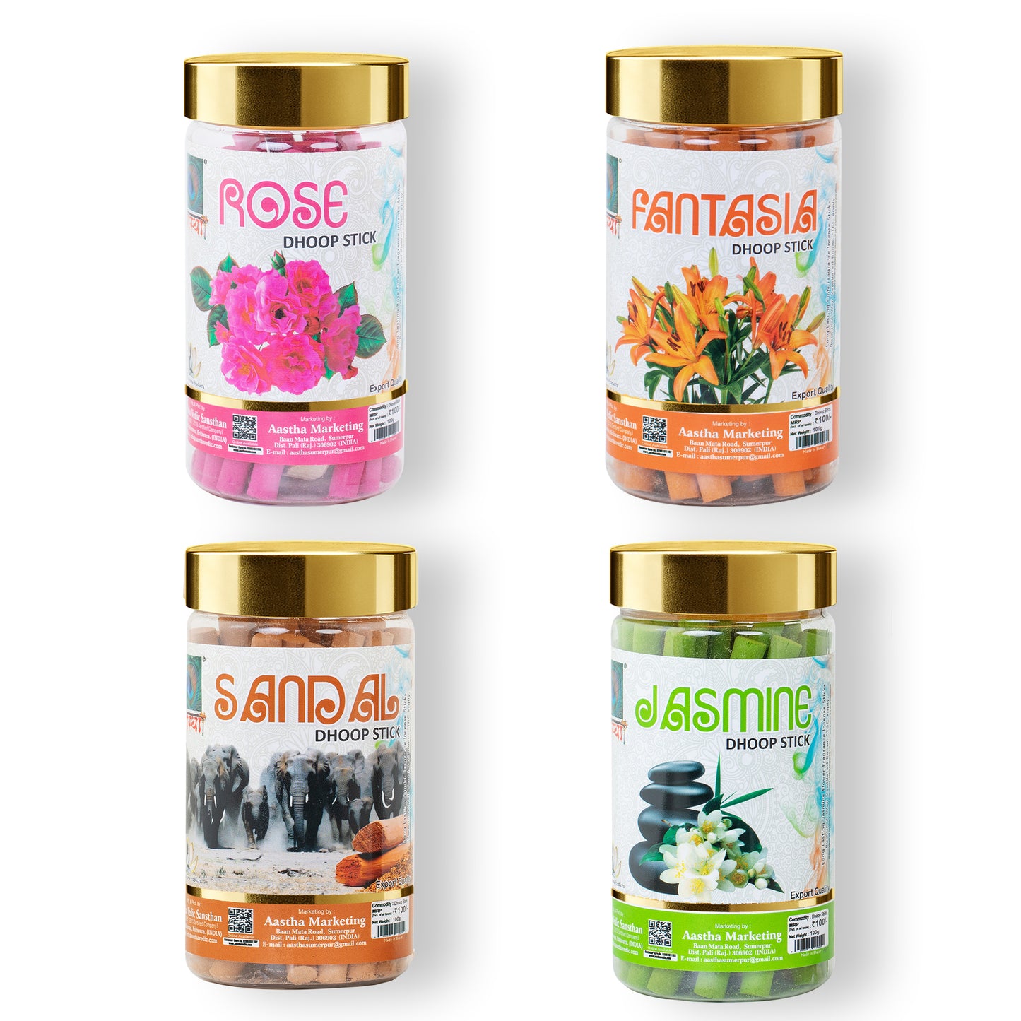 Aastha Dhoop Sticks Combo Pack 4 In 1
