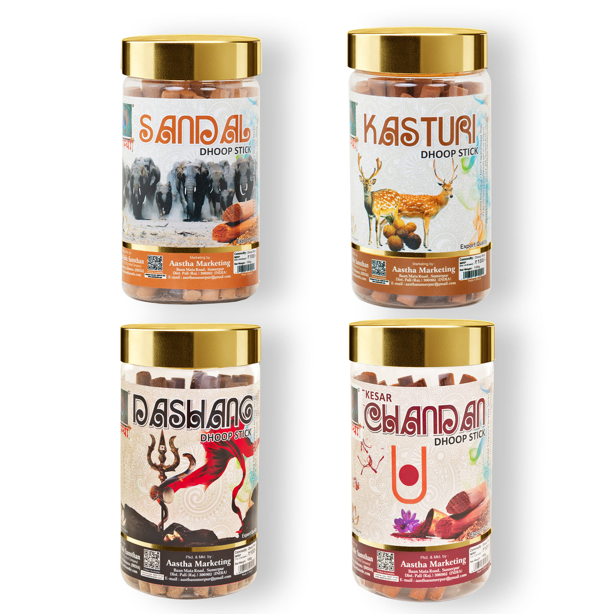 Aastha Dhoop Sticks Combo Pack 4 In 1