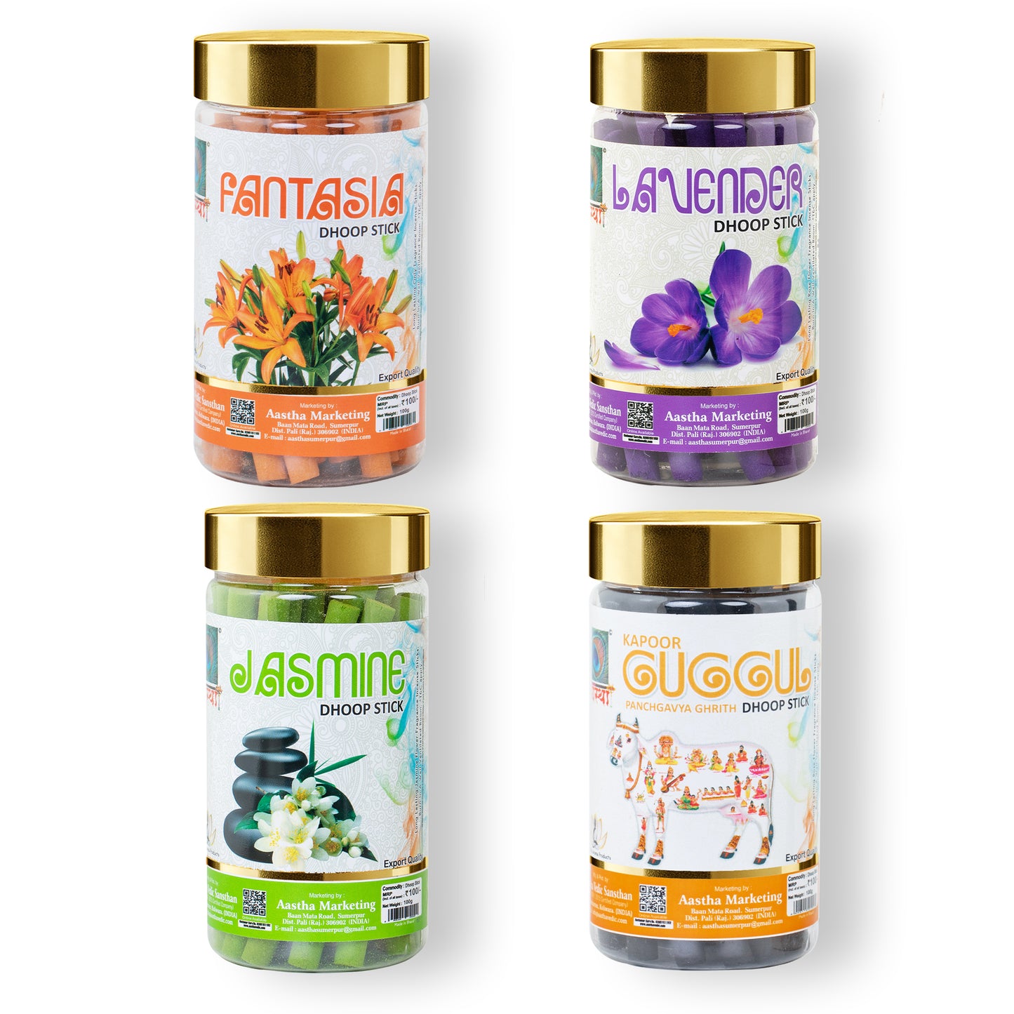 Aastha Dhoop Sticks Combo Pack 4 In 1